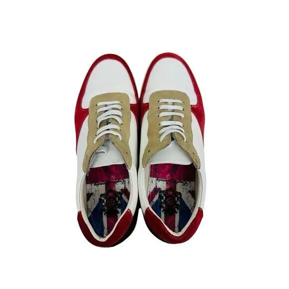 English Laundry Walker Sneaker Men's Size 10 US White‎ Red Black Tan Read