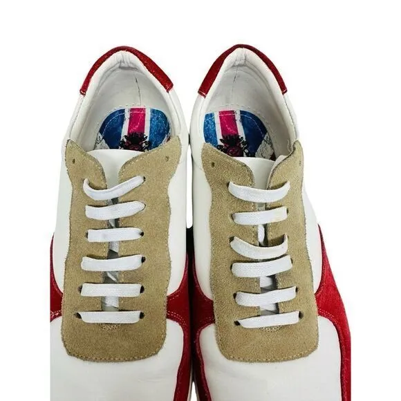 English Laundry Walker Sneaker Men's Size 10 US White‎ Red Black Tan Read