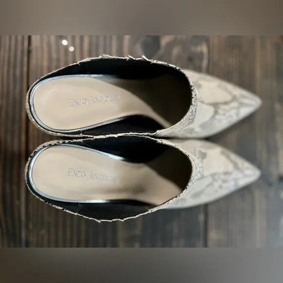 Enzo Angiolini Snake Reptile Print Mules Sz 9.5
