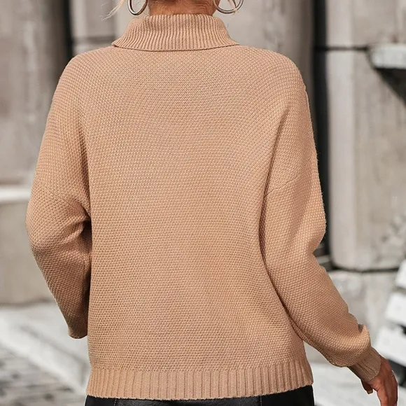 Esme Fringe Turtleneck Sweater - Tan