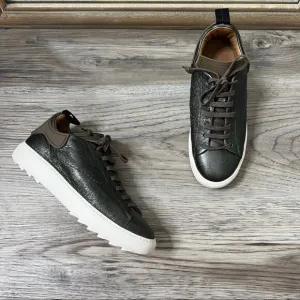 EsseUtEsse City Metallic Green Pewter Leather Sneakers Shoes sz 37
