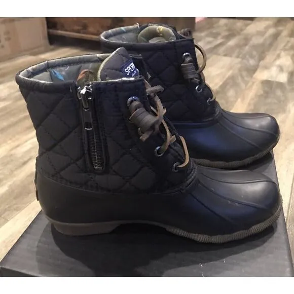 EUC Womens Sperry Black Quilted Duck/Rain Snow Boots Size 6