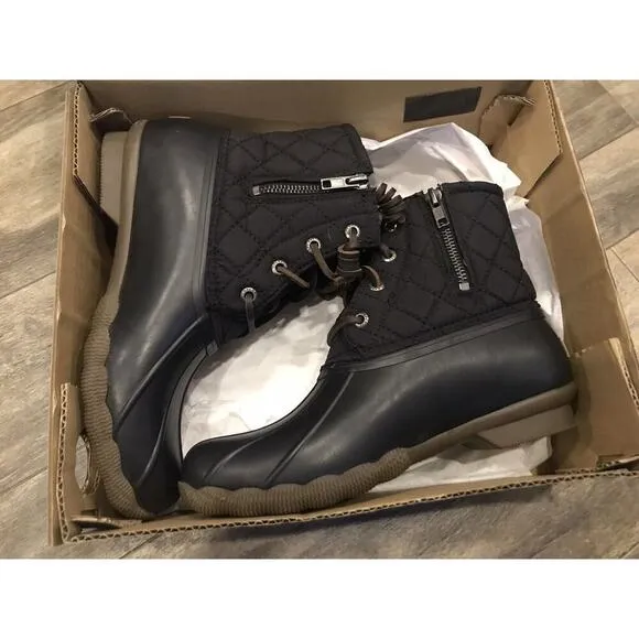 EUC Womens Sperry Black Quilted Duck/Rain Snow Boots Size 6