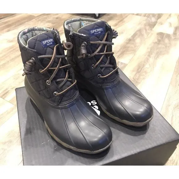 EUC Womens Sperry Black Quilted Duck/Rain Snow Boots Size 6