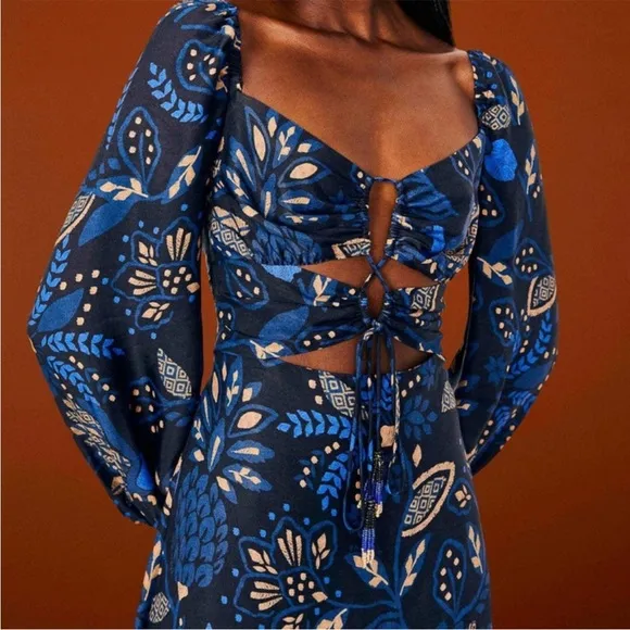 Farm Rio Black Macaw Forest Midi Dress