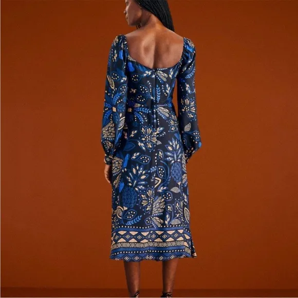 Farm Rio Black Macaw Forest Midi Dress