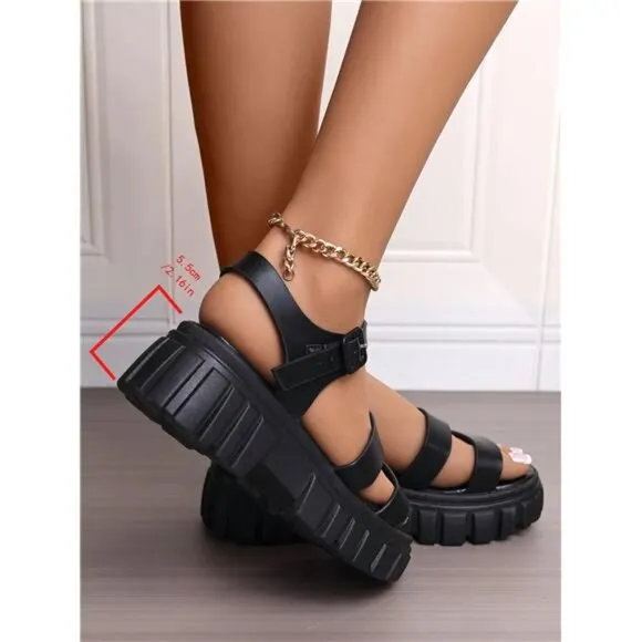 Fashionable And Versatile Casual Beach High Heel Thick Platform Wedge Sandals