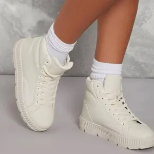 Faux Leather High Top Boots