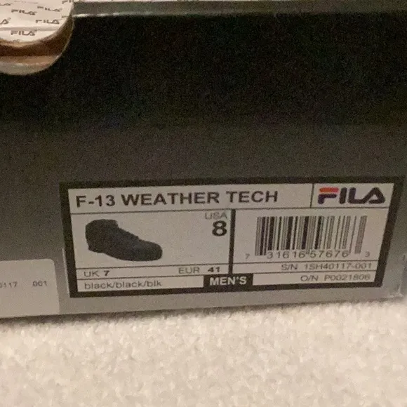 Fila Black F13 Weather Tech Boots