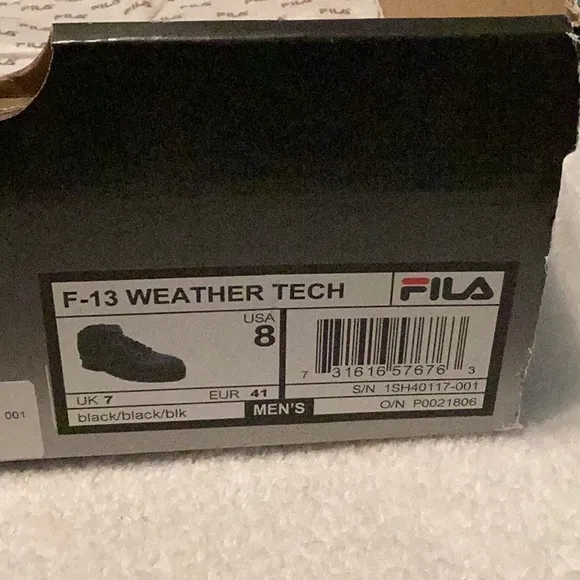 Fila Black F13 Weather Tech Boots