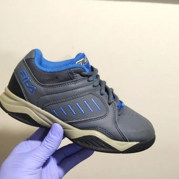 Fila Grey &amp; Blue Lace-up Boy's Sneakers - Kids footwear - Back to School,  2.5