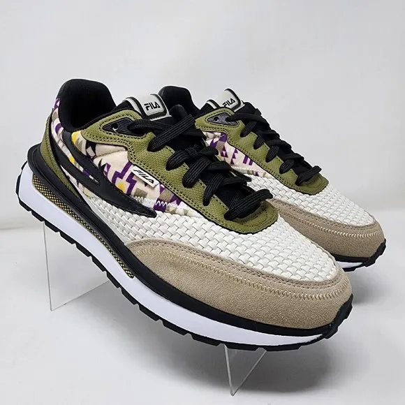 Fila Hiking Shoes Mens 10.5 Beige Renno Woven Running Sneakers Logo Spell Out