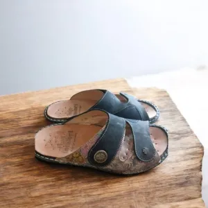 Finn Comfort Women's Sansibar Navy Mosaic Floral Sandals Size EU 39 8 M