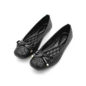 Flat Plus Size All-match Black Flat Heel Woven Pattern Scoop Women's Shoes For Four Seasons