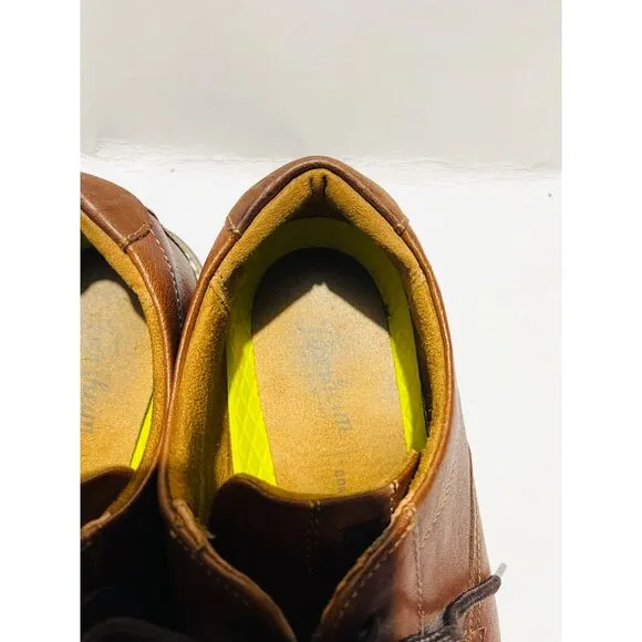 Florsheim leather shoes lace up cognac brown comfy flex sole Oxford men's 9