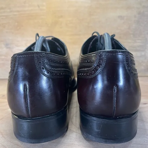 Florsheim Lexington Leather Shoes Mens 10 Burgundy Wingtip Oxford
