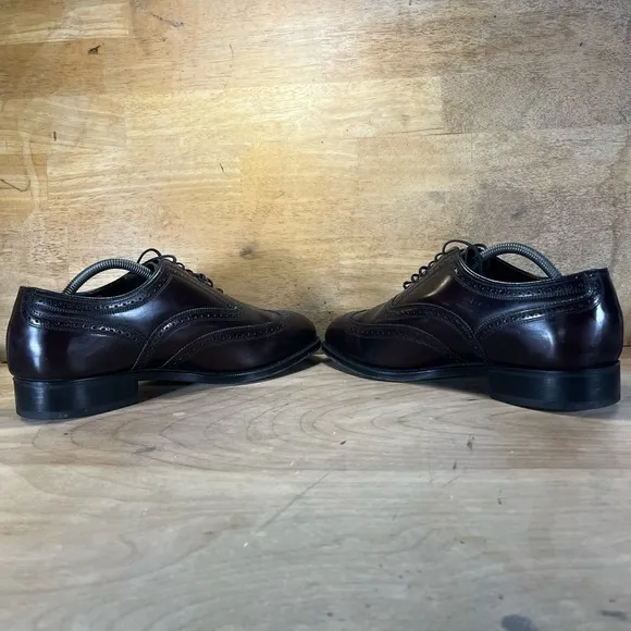 Florsheim Lexington Leather Shoes Mens 10 Burgundy Wingtip Oxford