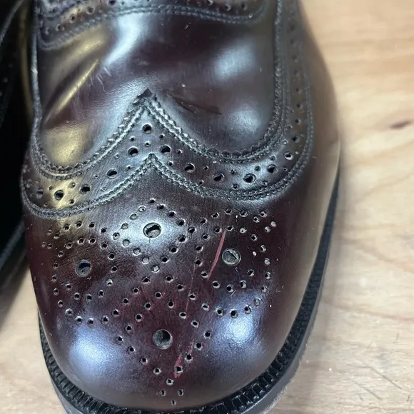Florsheim Lexington Leather Shoes Mens 10 Burgundy Wingtip Oxford