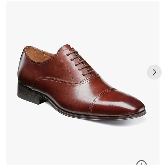 Florsheim Men's 10.5 Corbetta Cap Oxford Leather Shoes 11528-221 Cognac Brown
