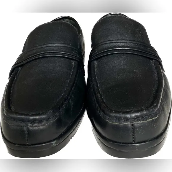 FLS Florsheim 60049 Black Leather Slip On Moc Toe pinch Loafer Shoes Men's 9.5 D