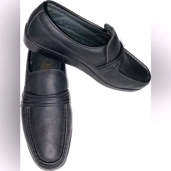FLS Florsheim 60049 Black Leather Slip On Moc Toe pinch Loafer Shoes Men's 9.5 D