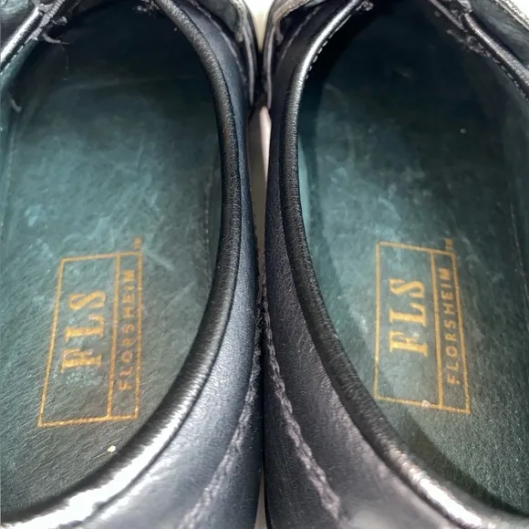 FLS Florsheim 60049 Black Leather Slip On Moc Toe pinch Loafer Shoes Men's 9.5 D