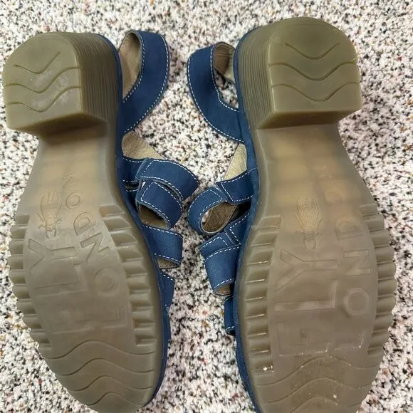 Fly London Women's Blue Strappy Sandals Size 10 Casual Summer Shoes