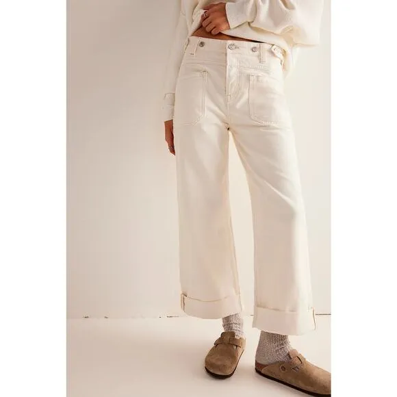 FP-We The Free Palmer Cuffed Jeans Cream Sz:33 RET$128 CURRENT