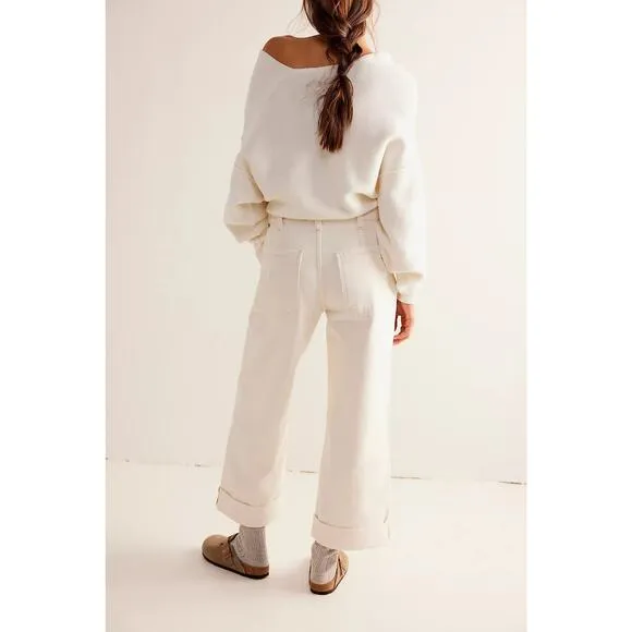 FP-We The Free Palmer Cuffed Jeans Cream Sz:33 RET$128 CURRENT
