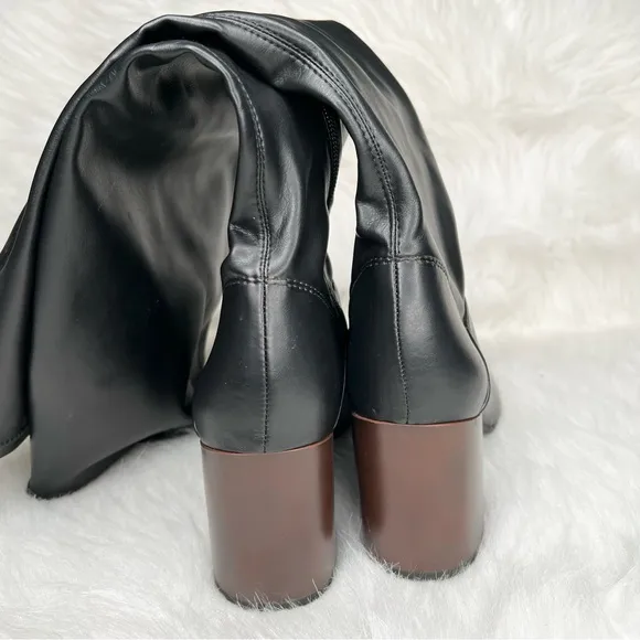 Franco Sarto Tribute High Shaft Boots Black Faux Leather Size 8M