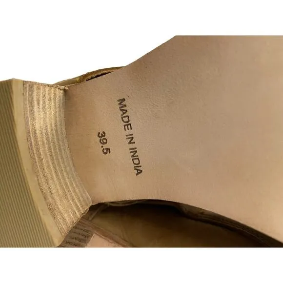 Free People Back Loop Heeled Ankle Boots Leather Slip On Pointed Toe Tan Sz 39.5