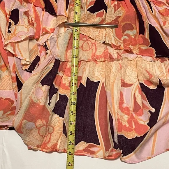 FREE PEOPLE Pink Cascading Multilayer Ruffled Bohemian Maxi Skirt Size 10