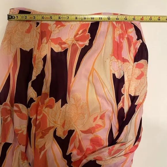 FREE PEOPLE Pink Cascading Multilayer Ruffled Bohemian Maxi Skirt Size 10