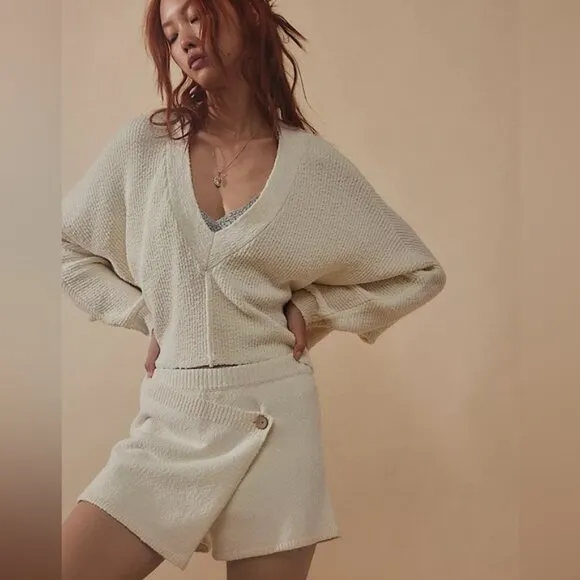 Free People Primavera Skort Sweater Set in Ivory XL NWT