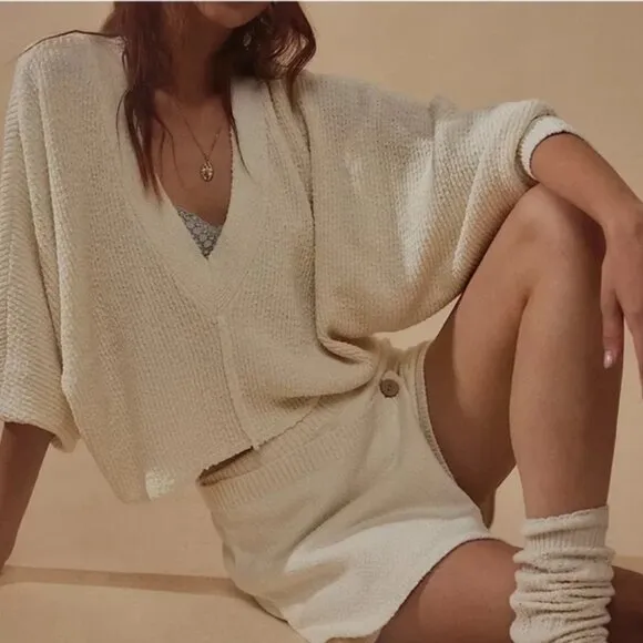 Free People Primavera Skort Sweater Set in Ivory XL NWT