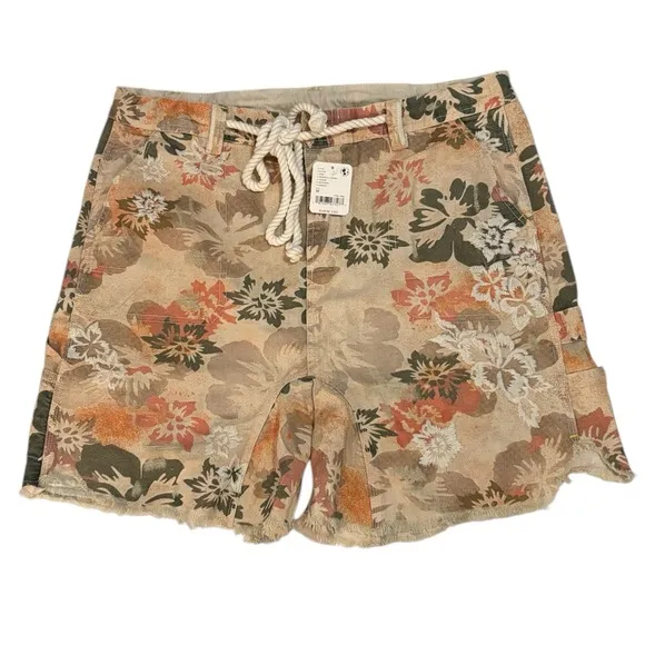 Free People Riptide Canvas Shorts in Tropical Combo Size M. NWT