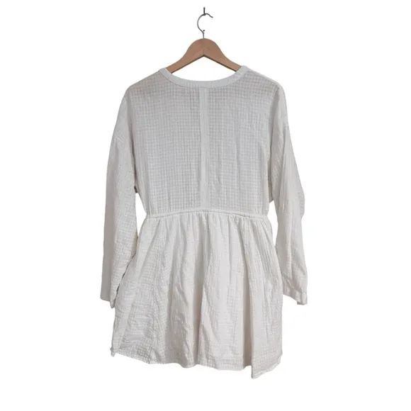 Free People So Serene White Cotton Mini Dress, Size Medium