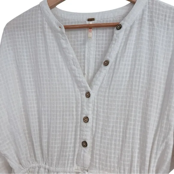 Free People So Serene White Cotton Mini Dress, Size Medium