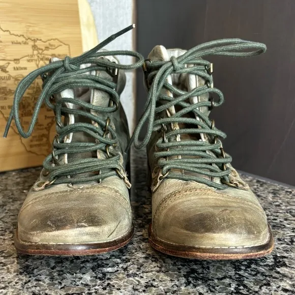 Free People Ventura Green Lace Up Hiking Boots Size 39 US 8 1/2