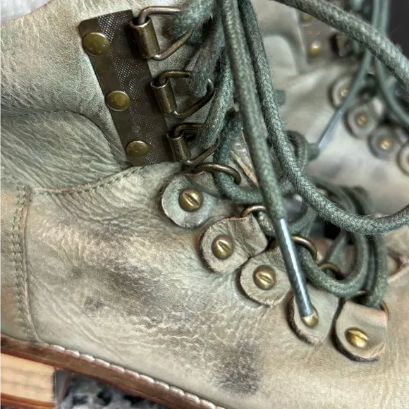 Free People Ventura Green Lace Up Hiking Boots Size 39 US 8 1/2