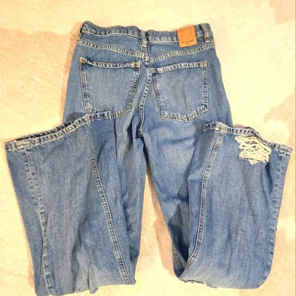 Free People We the Free button fly distressed flare jeans denim size 24