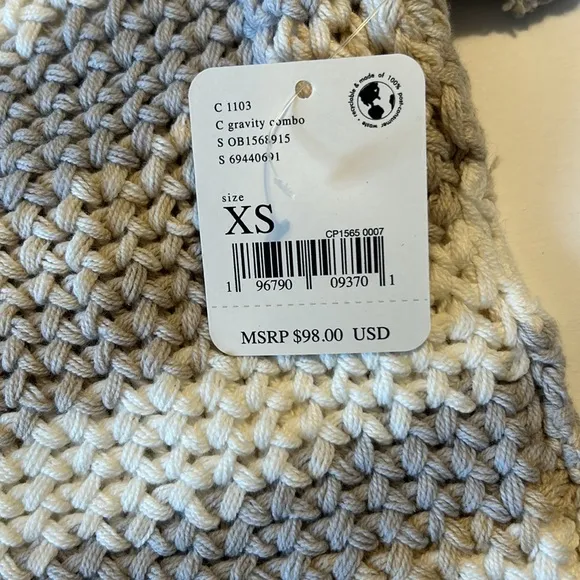 Free People XSmall Sweater Devon Crop Crewneck in Multicolor White Beige NWT
