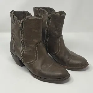 Freebird Austin double-zip leather ankle booties pre-worn 9 grey brown