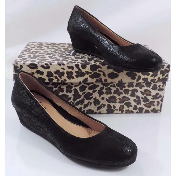 French Sole FS/NY Gumdrop Wedge Pump Leather Black Size 5.5 Made in Italy