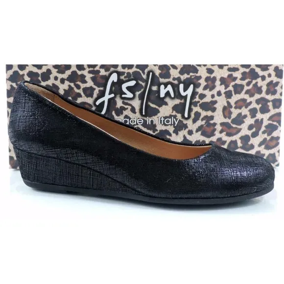 French Sole FS/NY Gumdrop Wedge Pump Leather Black Size 5.5 Made in Italy