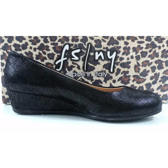 French Sole FS/NY Gumdrop Wedge Pump Leather Black Size 5.5 Made in Italy