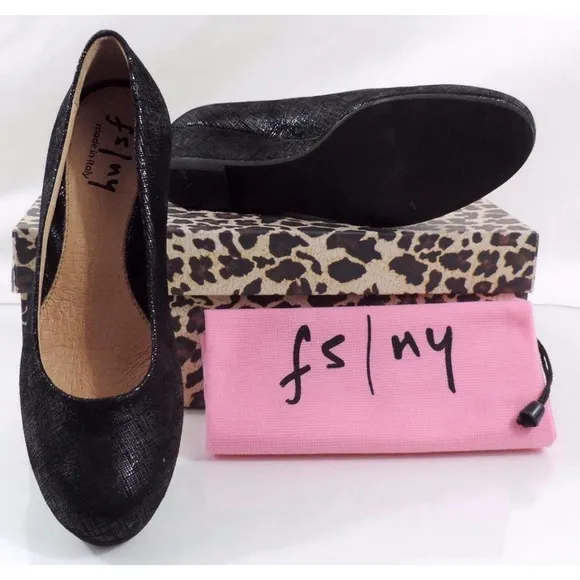 French Sole FS/NY Gumdrop Wedge Pump Leather Black Size 5.5 Made in Italy