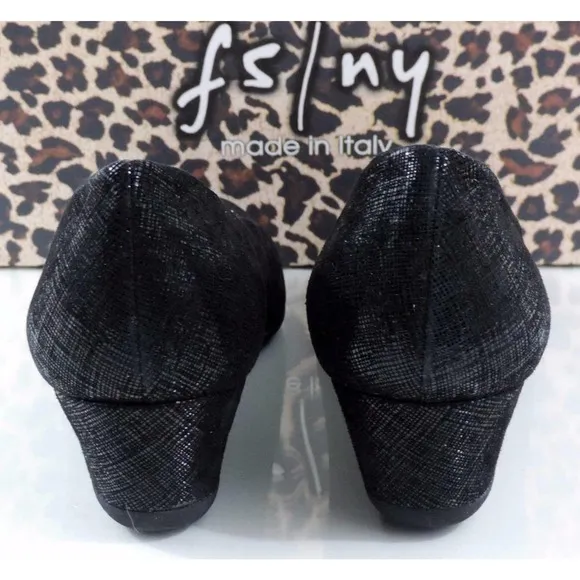 French Sole FS/NY Gumdrop Wedge Pump Leather Black Size 5.5 Made in Italy