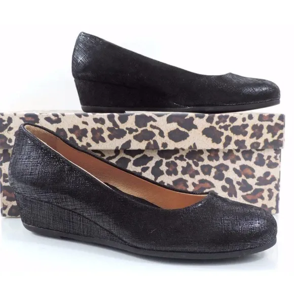 French Sole FS/NY Gumdrop Wedge Pump Leather Black Size 5.5 Made in Italy