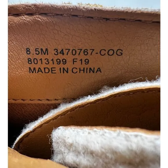 Frye &amp; Co Boots‎ Womens 8.5 Cognac Leather Rayner Hiker Shearling Block Heel